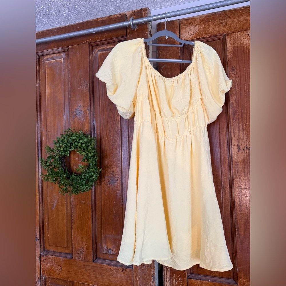NWT Yellow Off-Shoulder Ruffled Mini Dress - Picture 4 of 4
